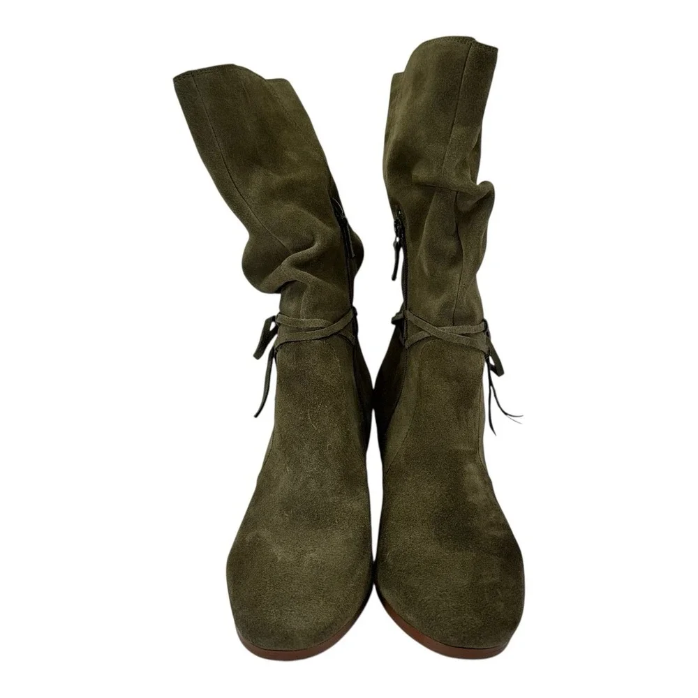 Violet & Red Janine Tall Shaft Olive Green Suede Boots Sz 8.5M - Picture 3 of 16